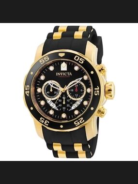 Invicta Black and Gold Chronograph Watch 48mm